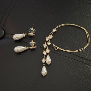 Elegant Gold, Pearl & Rhinestone Jewelry Set